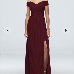 Off the shoulder bridesmaid dress